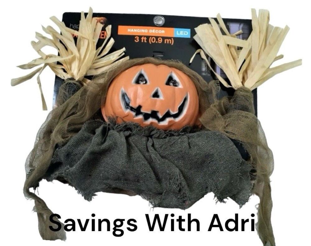 Hanging Pumpkin Decor  3ft. W/Light Up Eyes Halloween